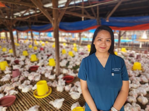 Customer photo review of 5-Pocket MoveTech® Scrub Top - Women / Pacific Tide