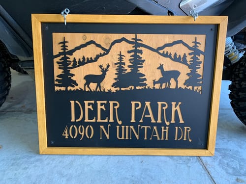 Customer photo review of Deer and Nature Scene Personalized Sign