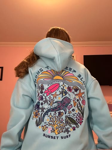Customer photo review of Blue Whale Shark Tropics Hoodie