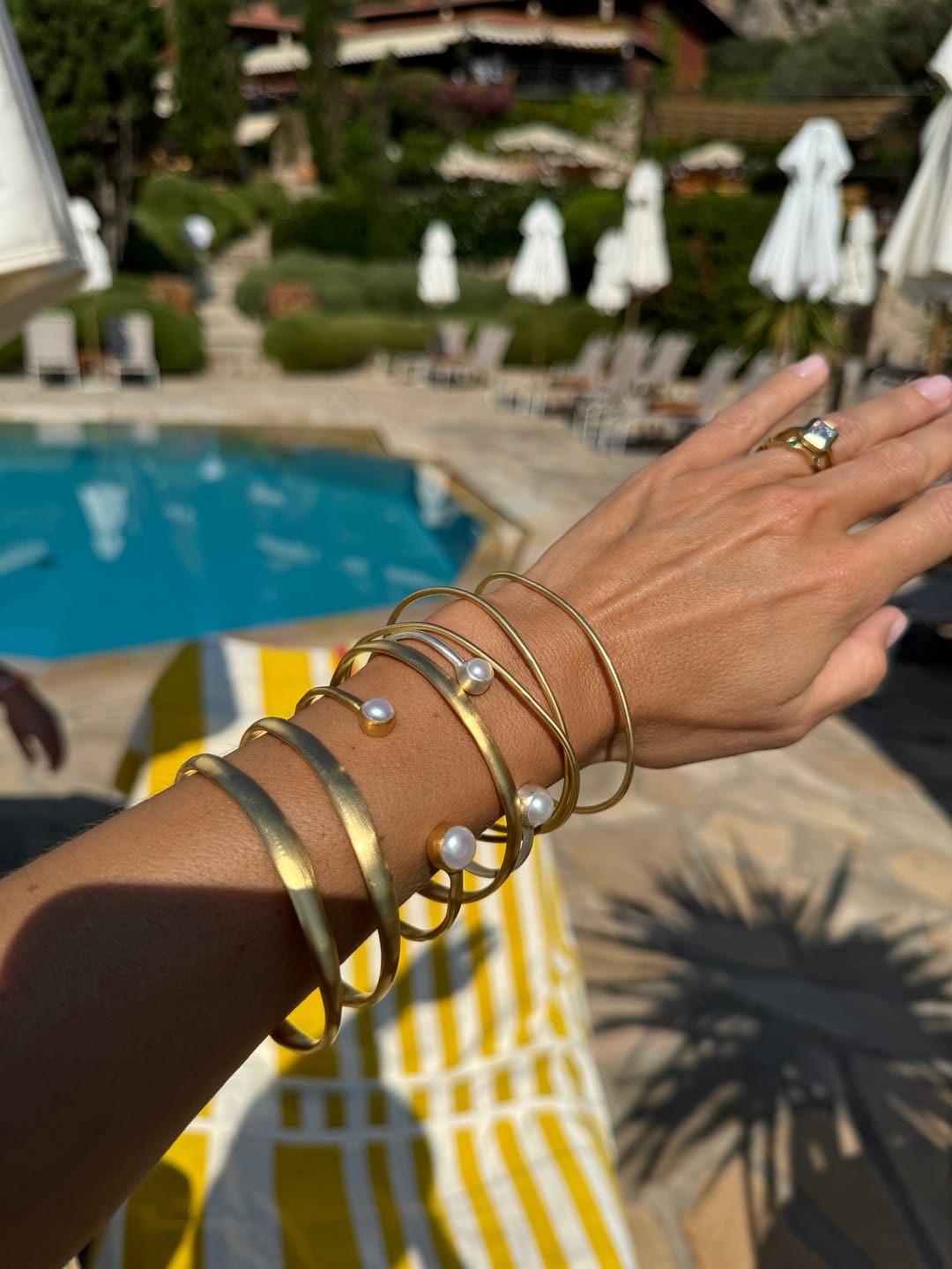 Customer photo review of DOUBLE PEARL CUFF - GOLD