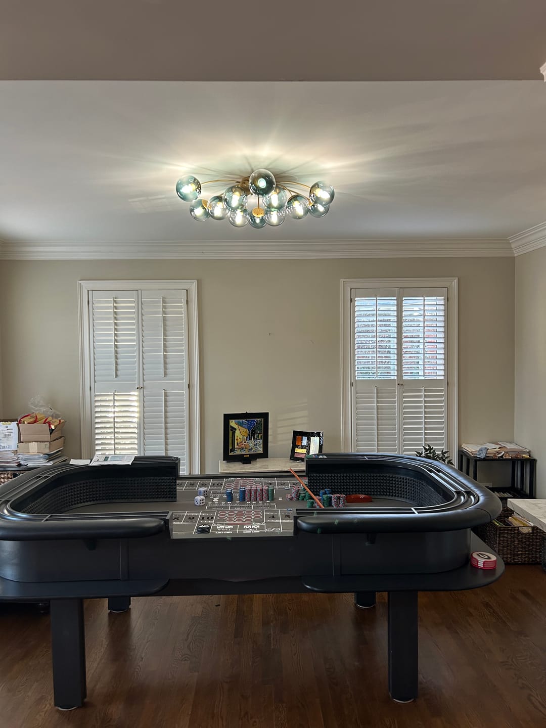 Customer photo review of Glam Bloom 12-Light Blue Glass Bubble Semi Flush Chandelier