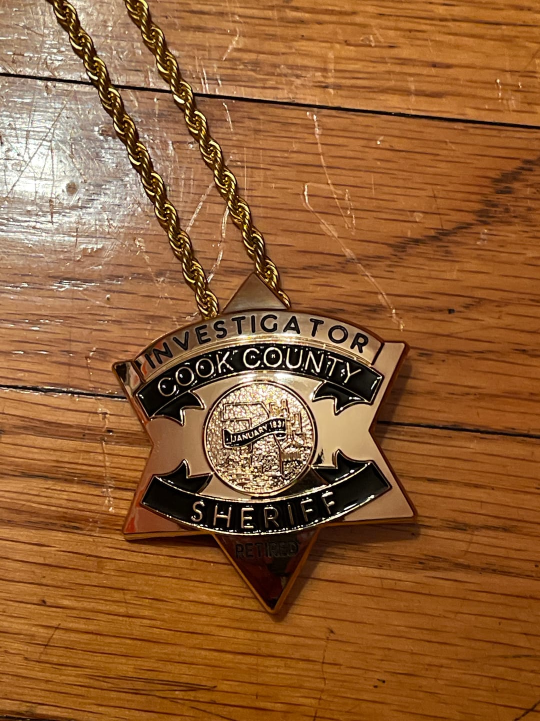 Customer photo review of CCSO Cook County Sheriff Star Gold Badge Customizable Number Moive Props