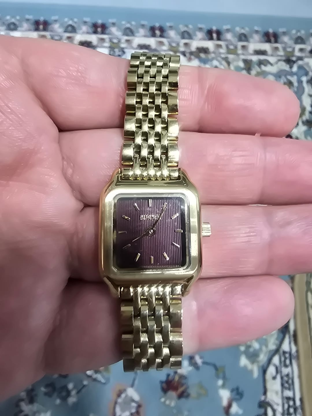 Customer photo review of Macy Petite Gold Burgundy