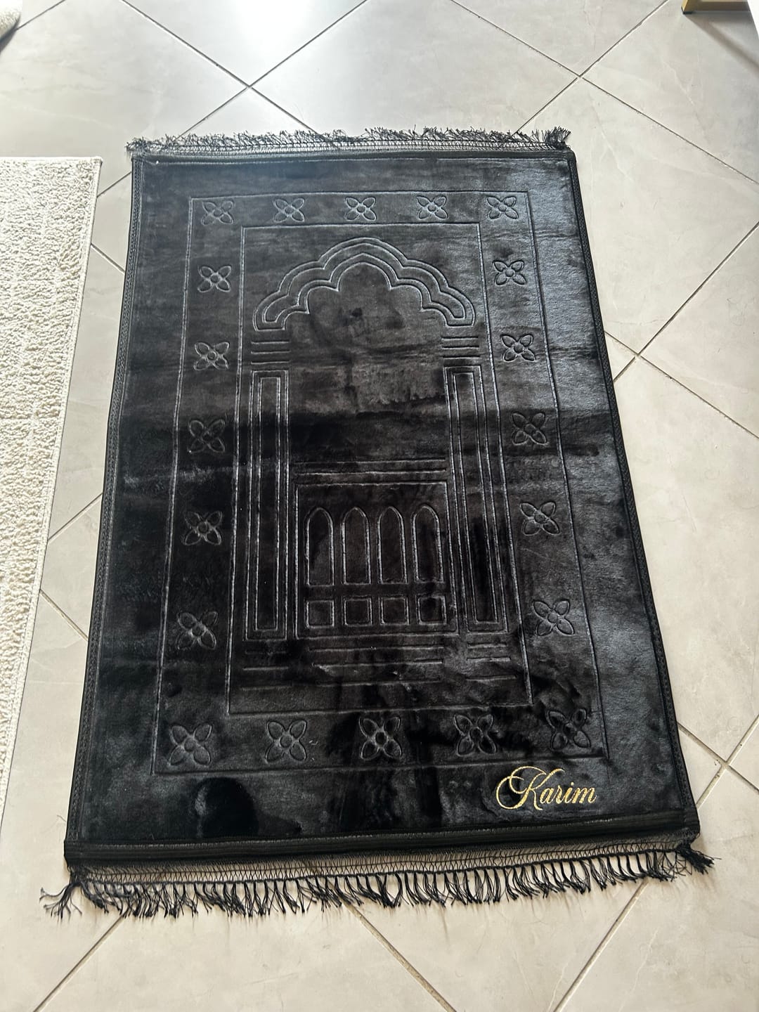 Customer photo review of Tapis de prière épais à personnaliser noir