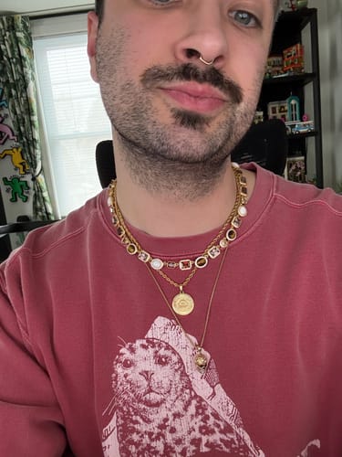 Customer photo review of Mocha Solstice Necklace (Brown/Tiger’s Eye)