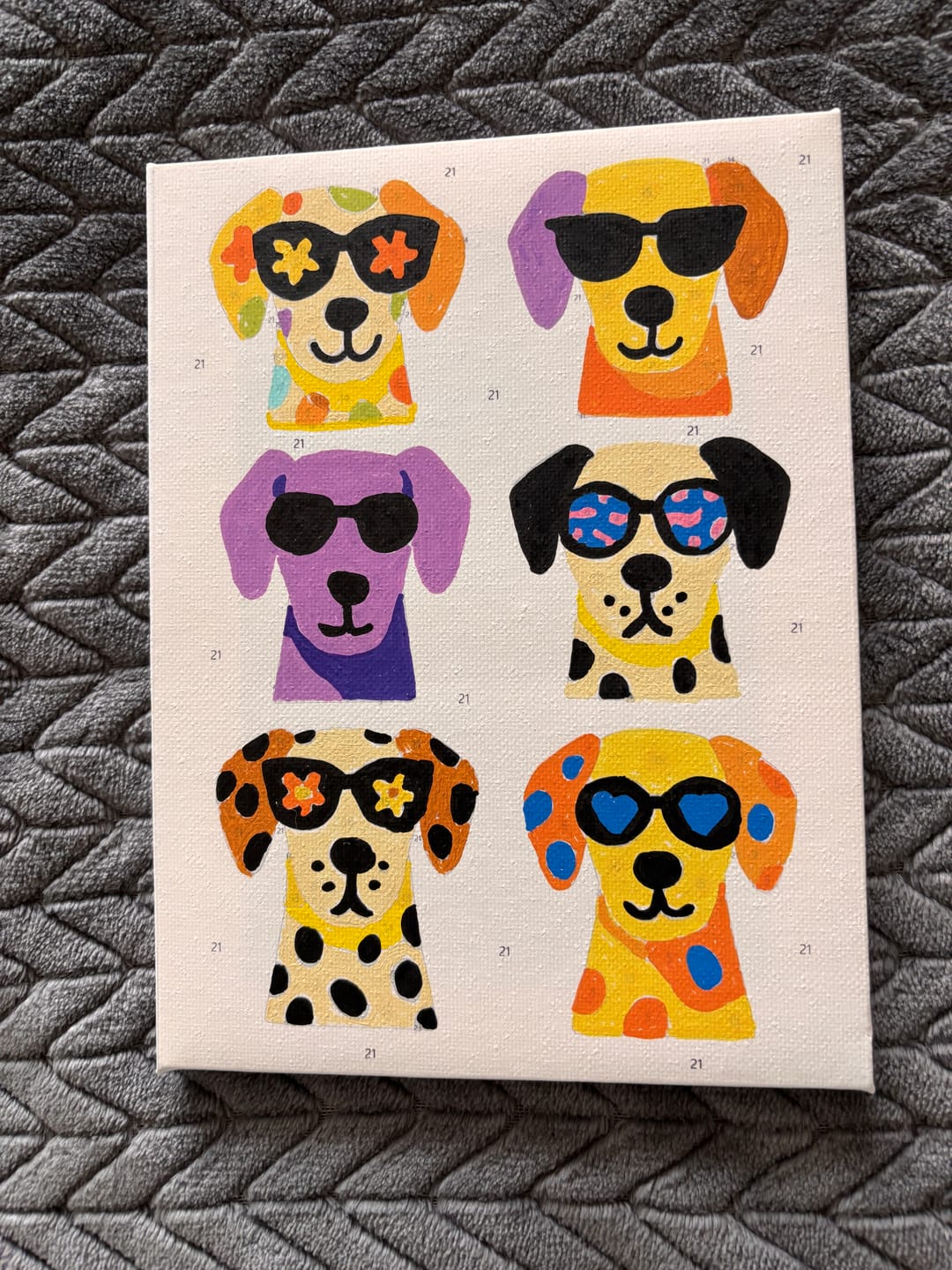 Customer photo review of 6 Mini Paintings - Cool Colorful Dogs Set