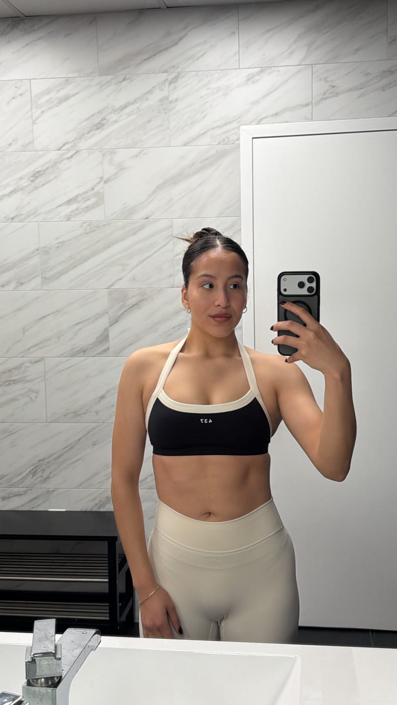 Customer photo review of The Halter Bra / Black-Cream