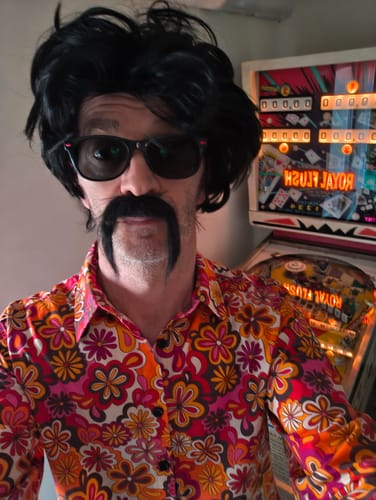 Customer photo review of Chemise à manches longues disco vintage à imprimé floral des années 70 pour homme