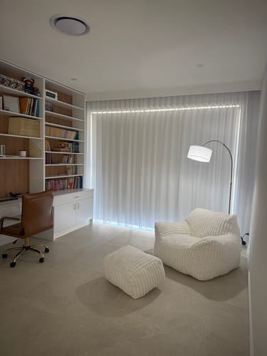 Customer photo review of DODO LOUNGE CHAIR - CHANNEL CORD SOFT LINEN