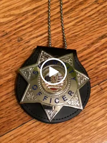 Customer video review of Integrity And Proud To Serve Security Officer Badge Replica Movie Props Customizable number