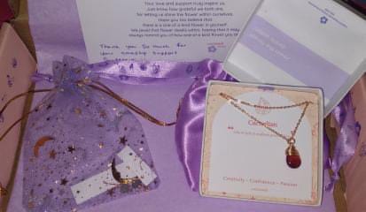 Customer photo review of Carnelian Drop Necklace