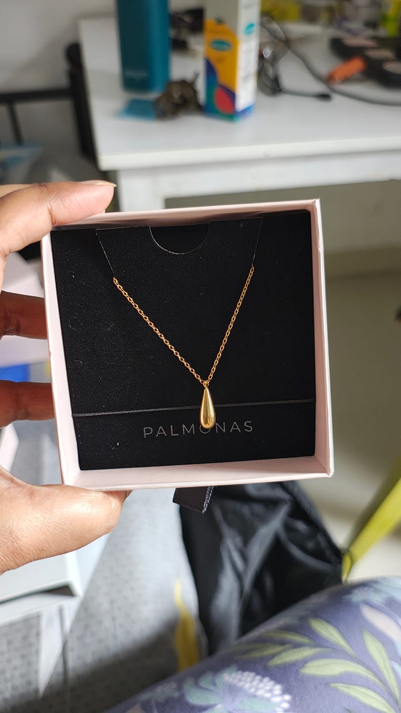 Customer photo review of Thin Drop Necklace