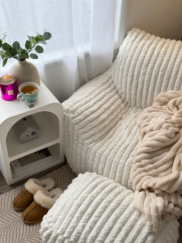 Customer photo review of DODO LOUNGE CHAIR - CHANNEL CORD SOFT LINEN