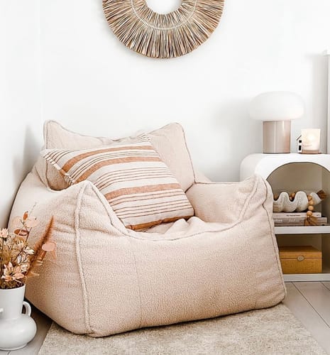 Customer photo review of DODO LOUNGE CHAIR - TEDDY FLEECE BLUSH