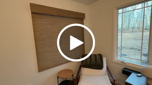 Customer video review of SmartWings Motorized Woven Wood Shades 50%/70%/100% Blackout