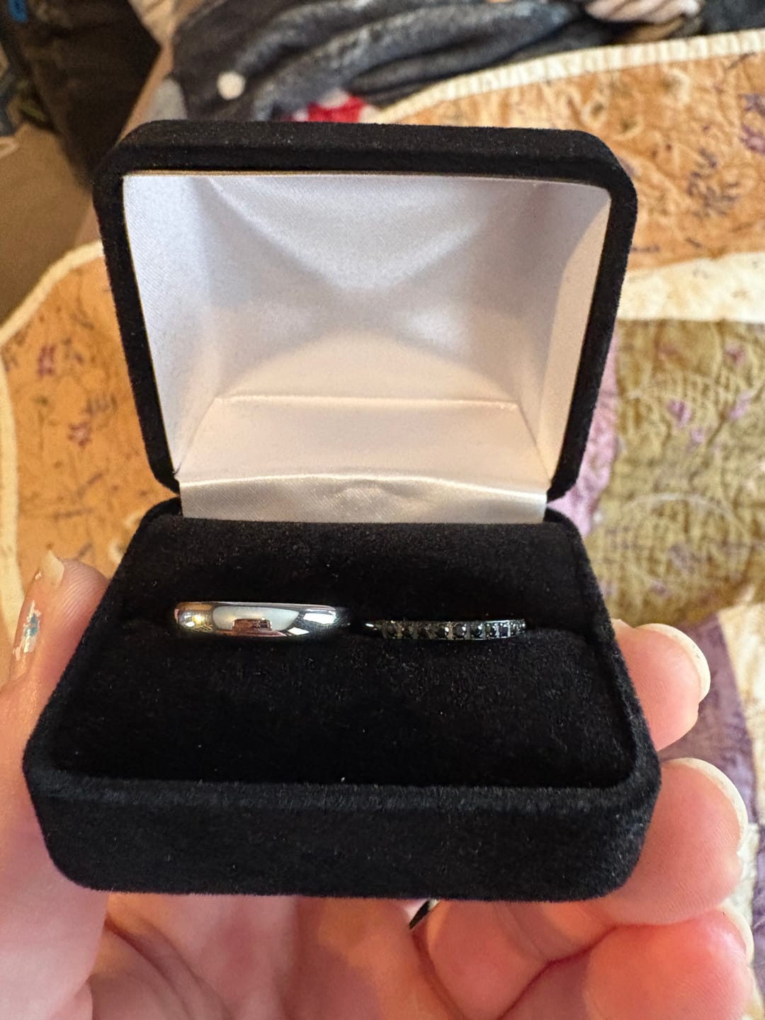Customer photo review of Clearance Black Titanium Half Eternity 2mm