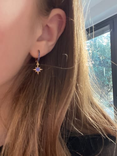 Customer photo review of Cosima Star Huggie Earrings