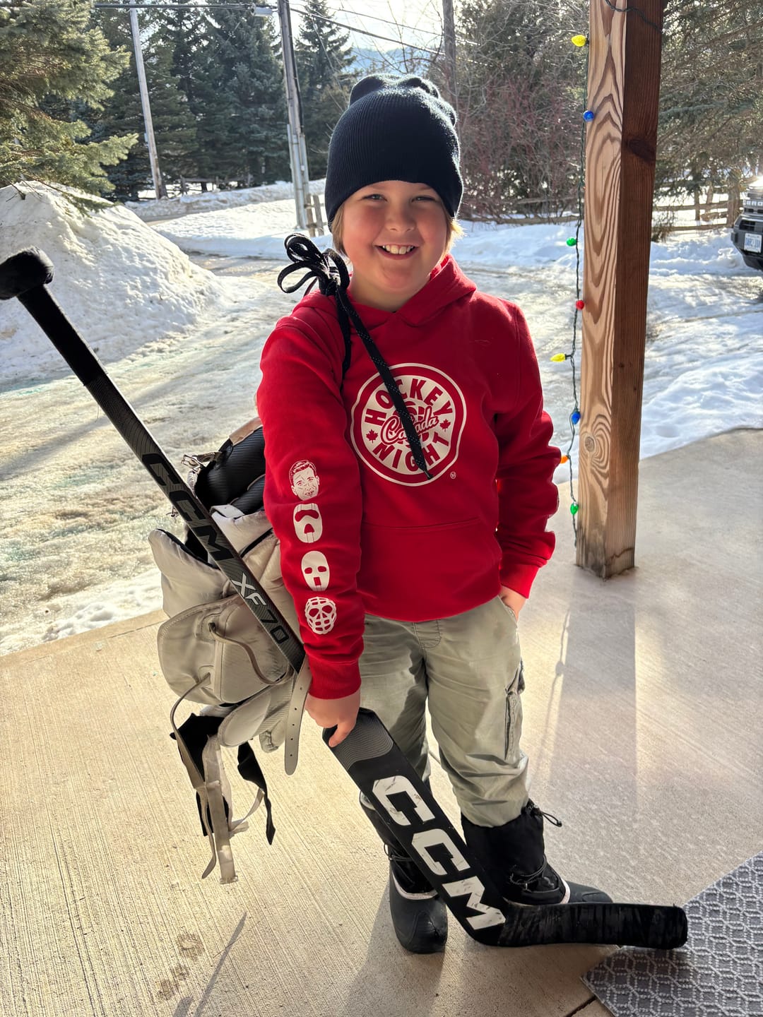 Customer photo review of Hockey Night in Canada Goalie Mask Evolution Kids Sweatshirt and Hoodie