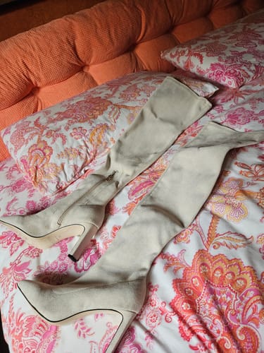 Customer photo review of Jimmy Long Boots 85mm Ivory Suede 511614