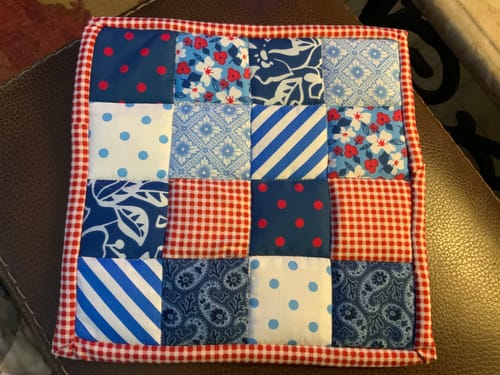 Customer's completed patchwork project from their Mrs Quilty Subscription Box.