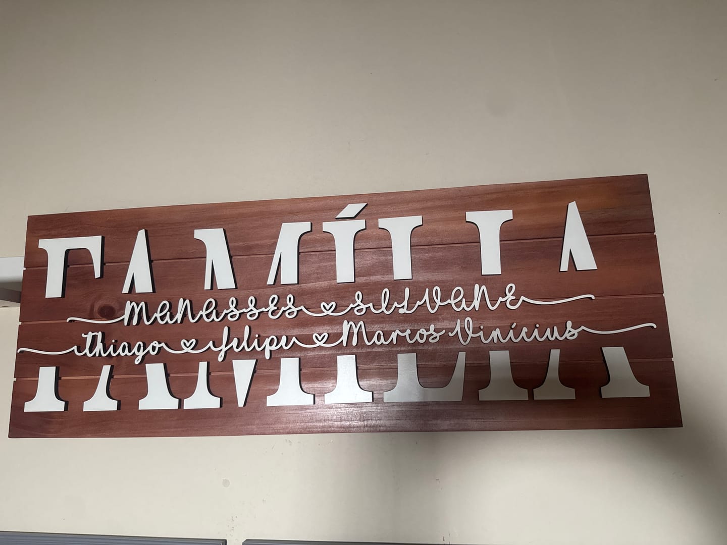 Customer photo review of Placa da Família Personalizada