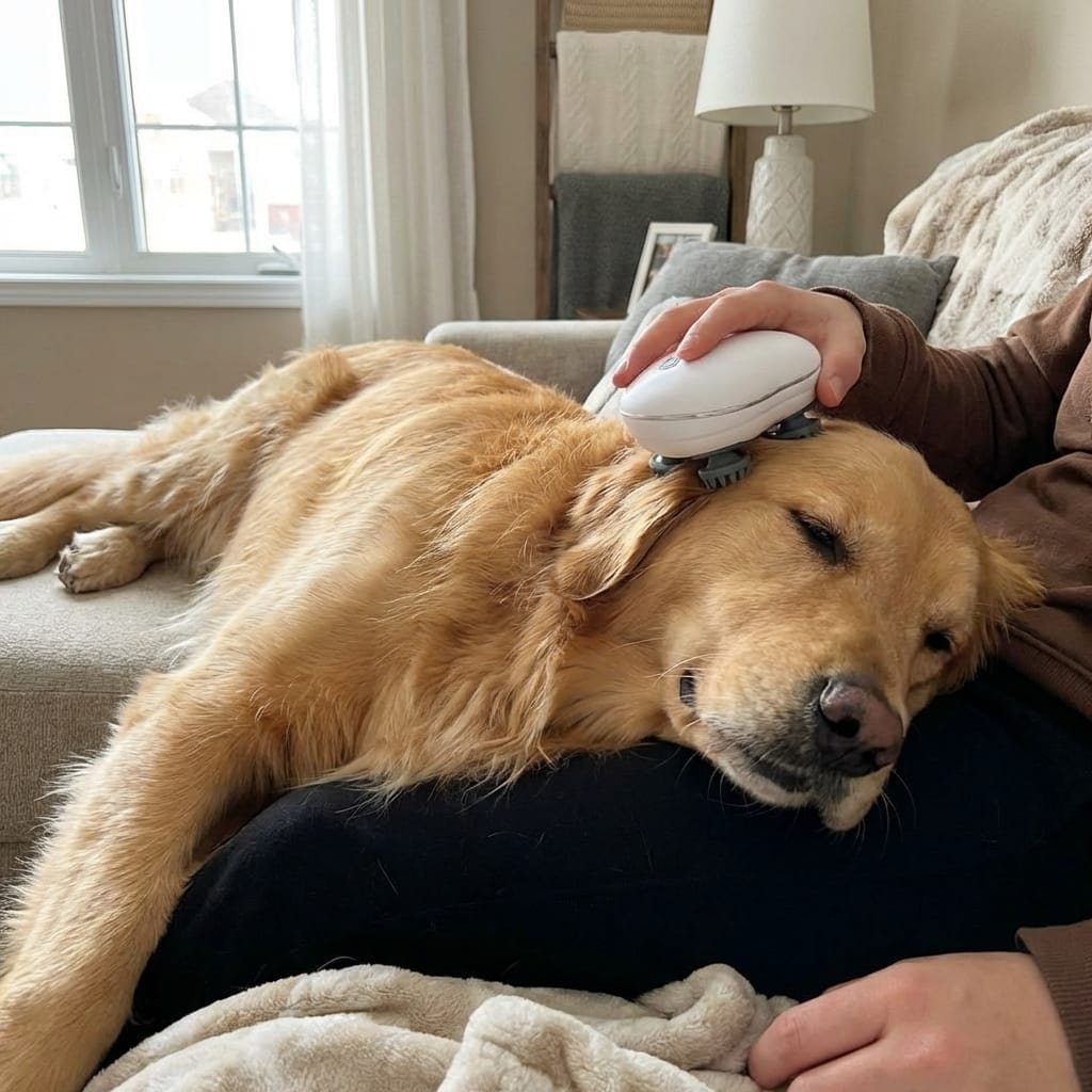 Customer photo review of Viva Comfort Rotation Spa Relaxation Massager For Dogs and Cats
