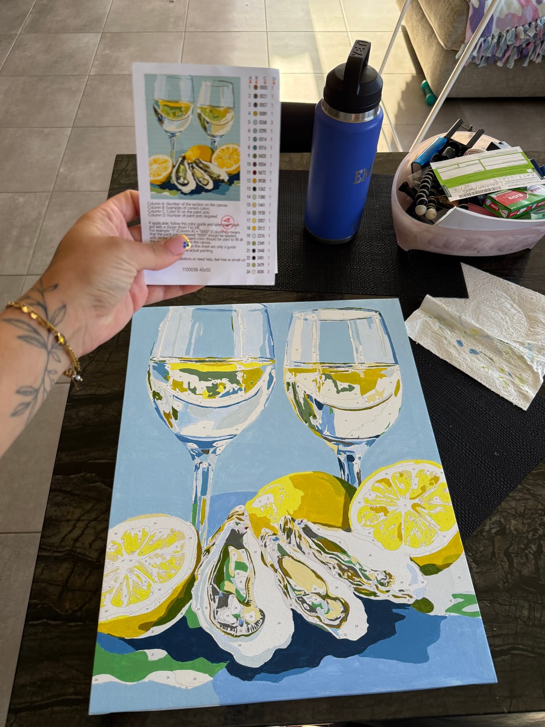 Customer photo review of Oysters and Champagne | Paint by Numbers