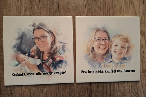 Customer photo review of Droomwassing Aquarel Tegel - Upload je eigen foto