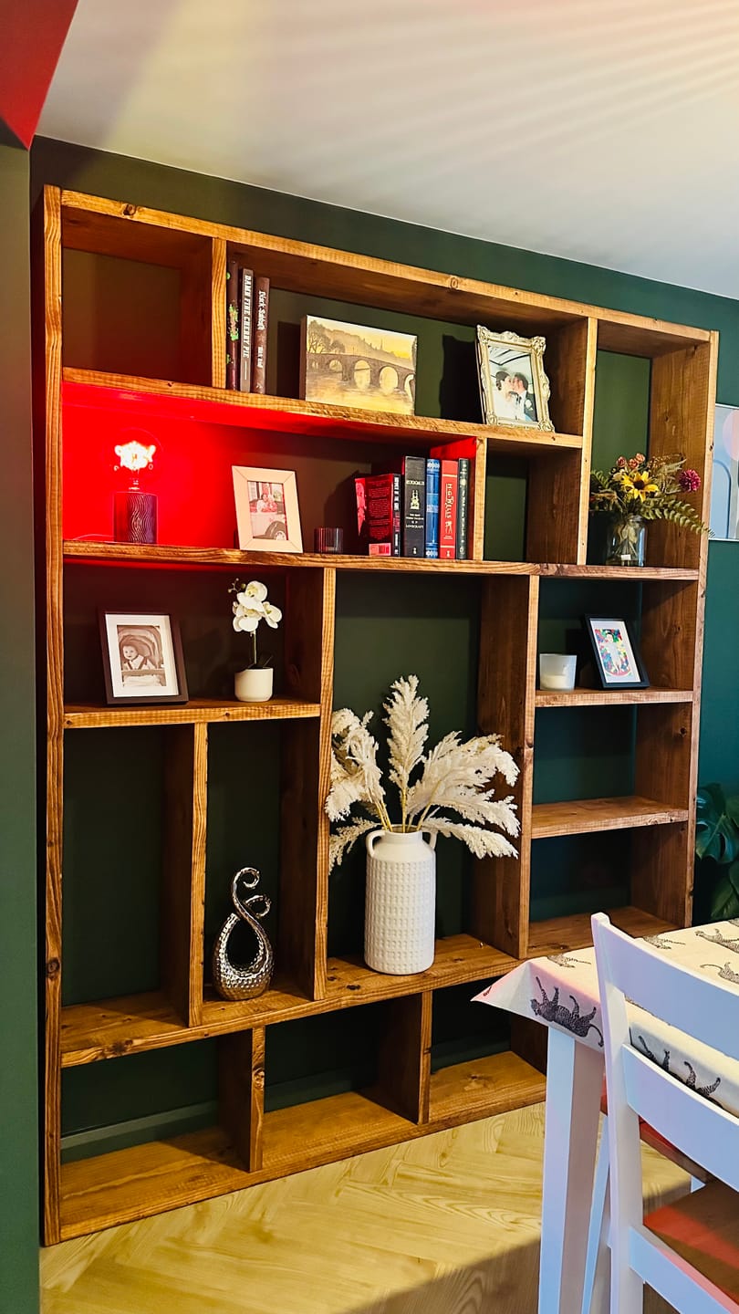 Customer photo review of Reclaimed Wood Bookcase | Rustic Scaffold Shelving Unit | Custom Handmade Timber Bookshelf | Industrial Style Storage Solution - OG