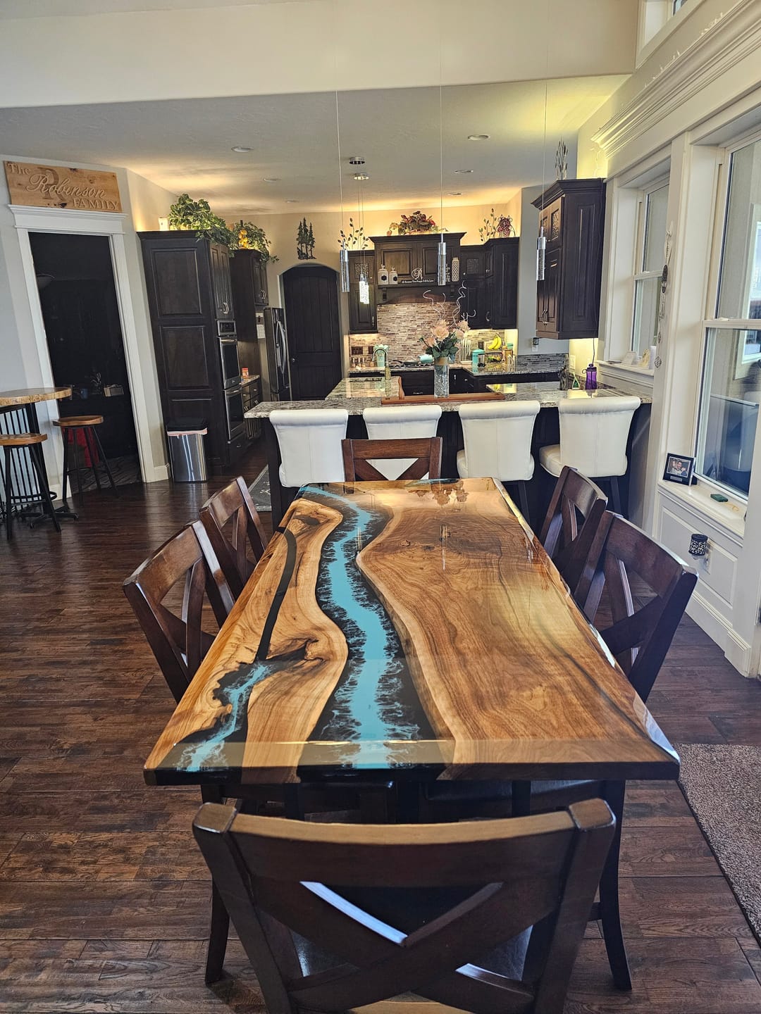 Customer photo review of Black Walnut Wood River Resin Epoxy Table for Dining & Conference Table CT50