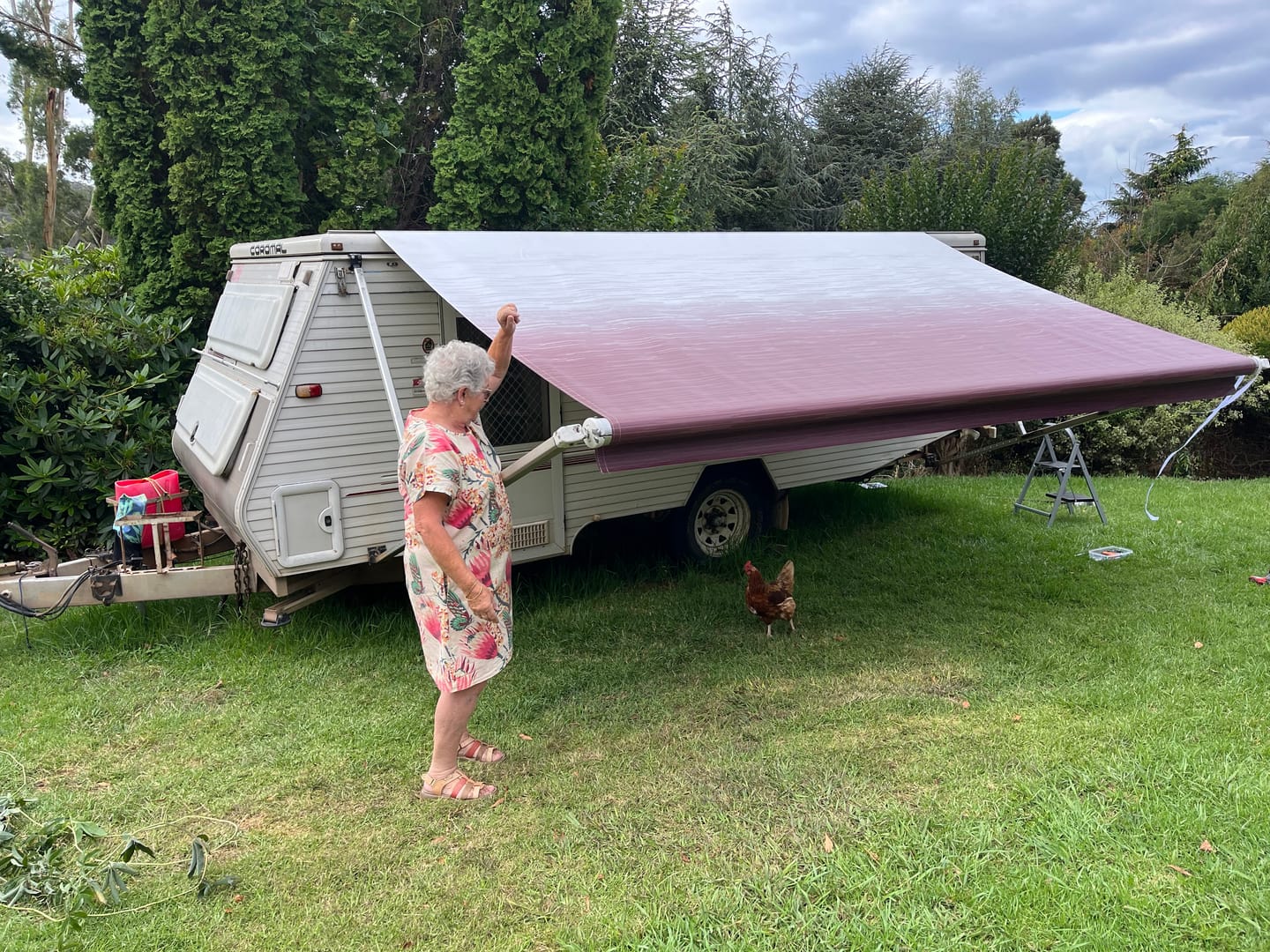 Customer photo review of Awning Replacement Vinyl - Burgundy Fade WA2005