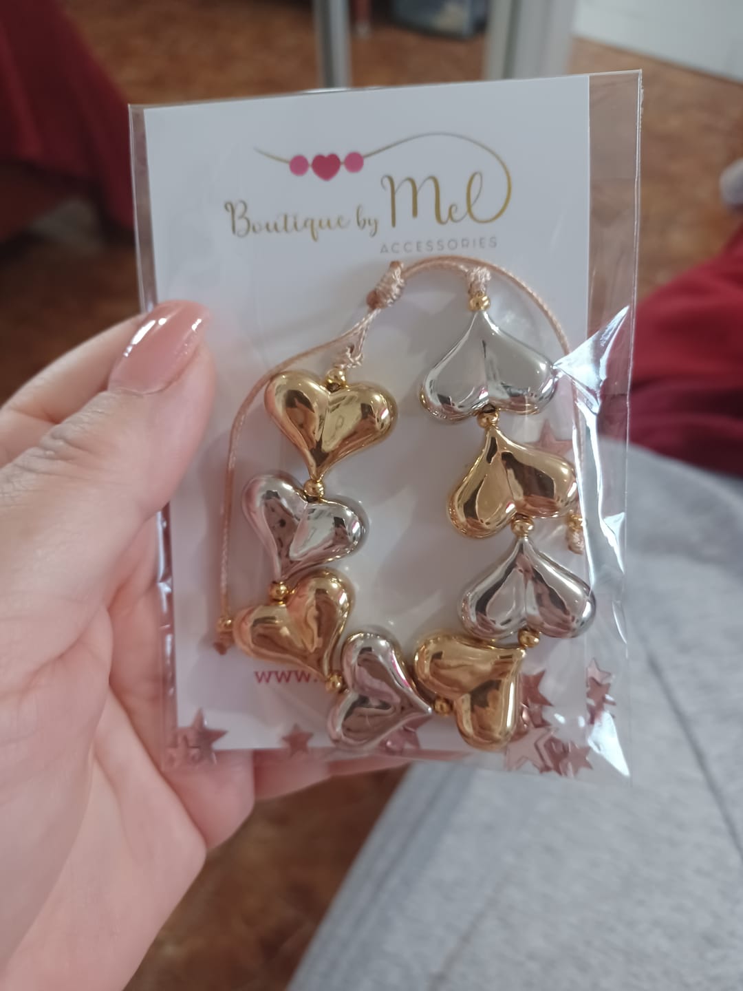 Customer photo review of Two Tone Hearts Bracelet