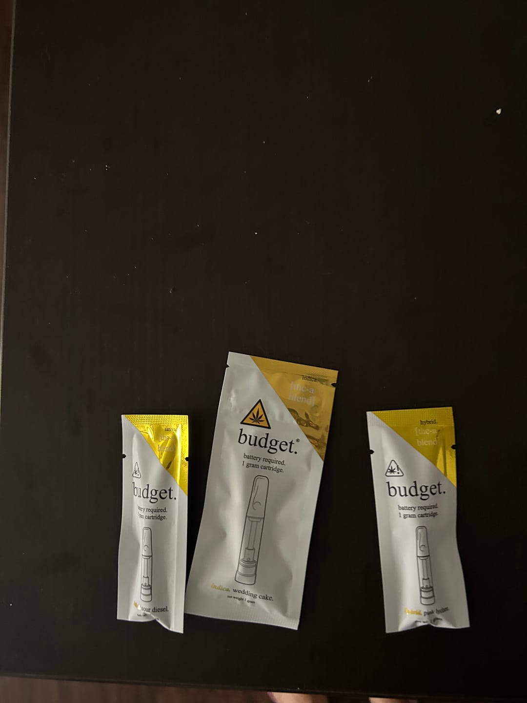 Customer photo review of 3pc Flavor Pack of 1 Gram THCA Blend Vape Cartridge
