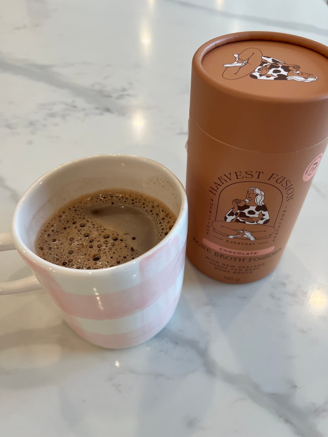 Customer photo review of Chocolate Bone Broth Powder