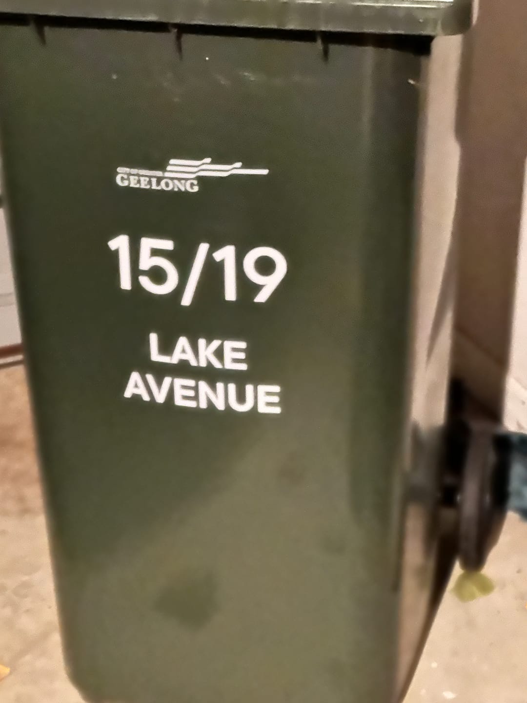 Customer photo review of Wheelie Bin Street Name & Number Sticker