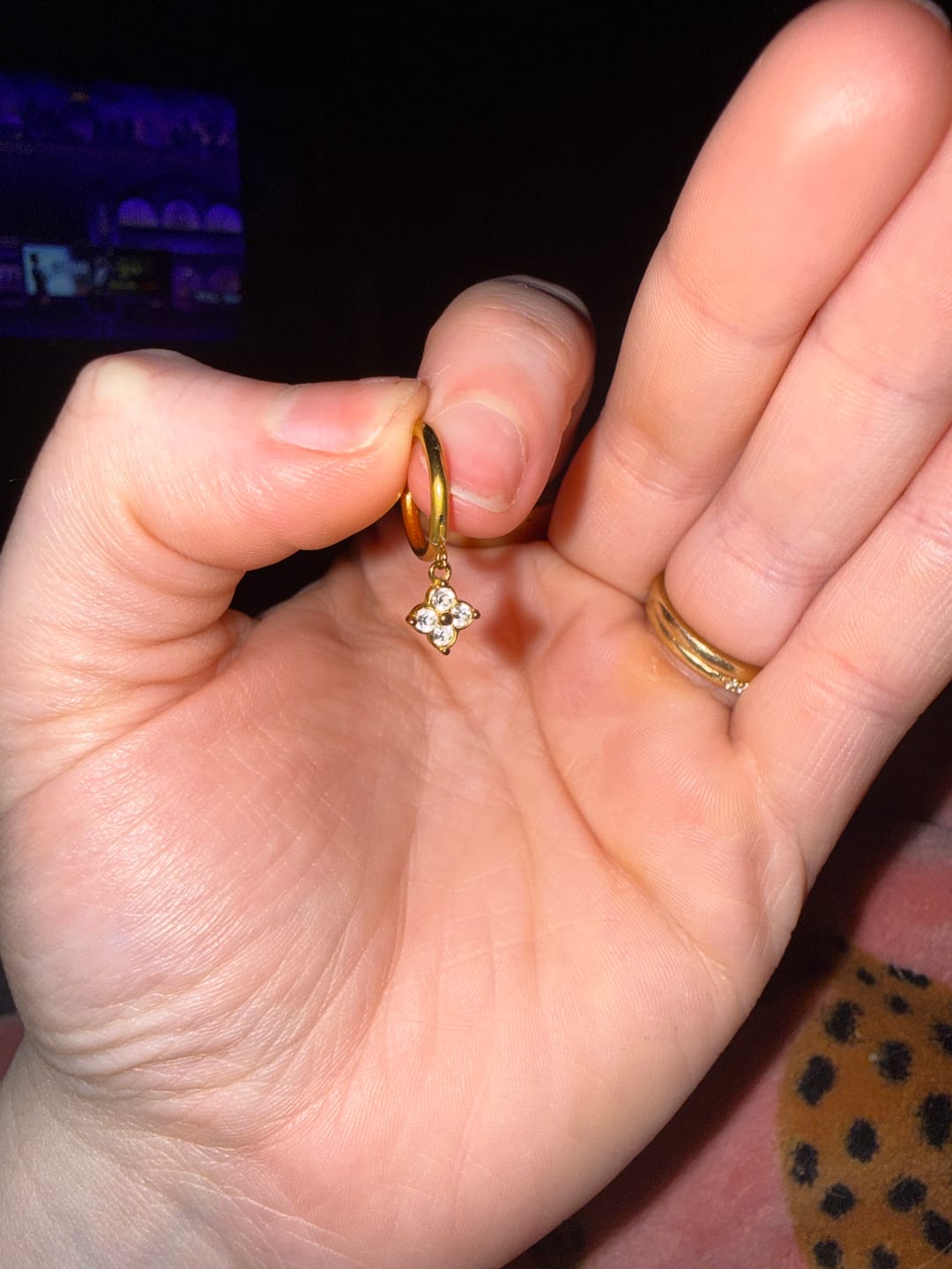 Customer photo review of Crystal Four Leaf Clover Drop Earrings