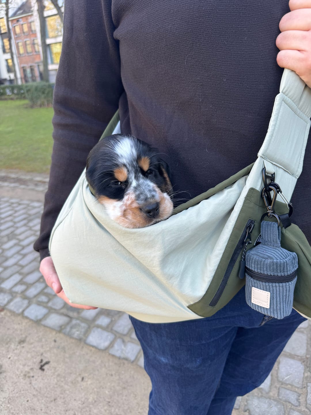 Customer photo review of Sac de transport en bandoulière vert