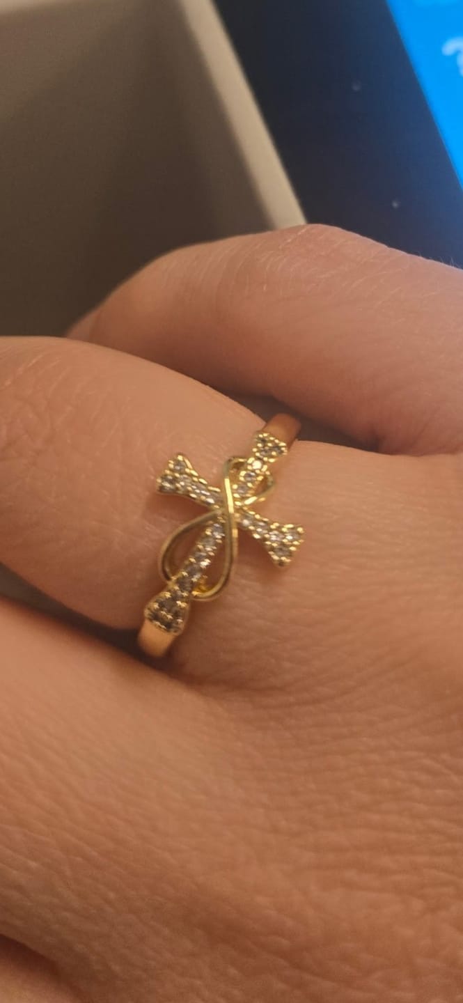 Customer photo review of Christianartworkshop Golden/Silver Mobius Cross Ring: Carry His Grace in Daily Wear