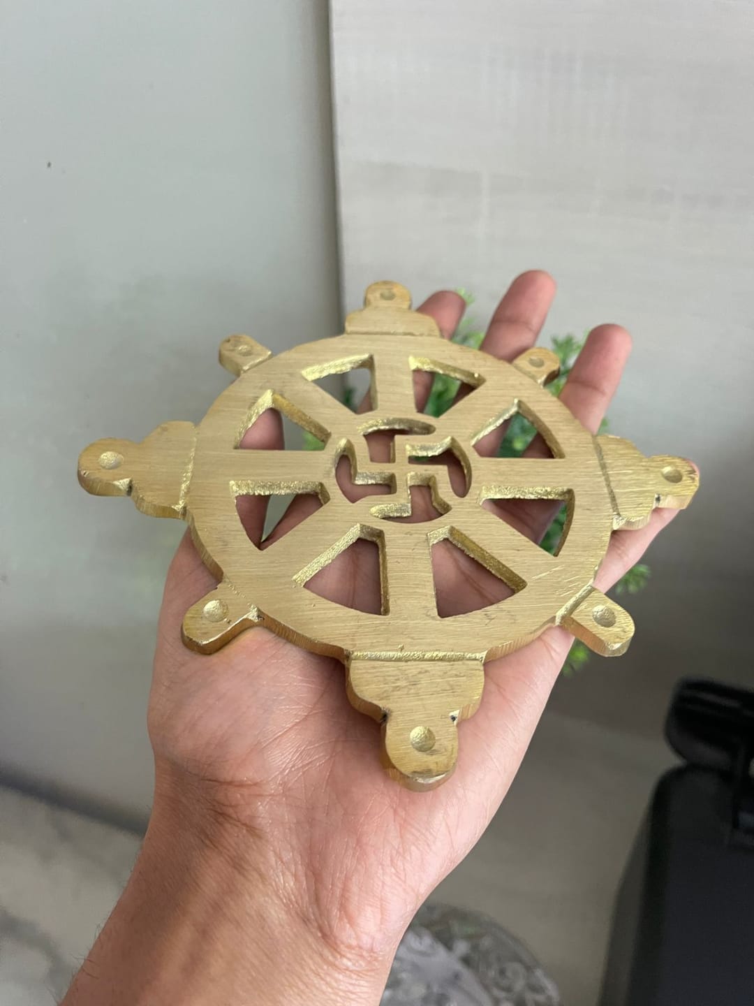 Customer photo review of Brass Chakra Satiya Helix – Vastu Remedy for West Direction Correction | Energy Balance Support | 4.5 Inch