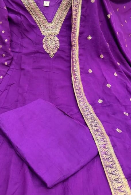 Customer photo review of Premium Banarasi Anarkali Suit Set – Handwork Neckline & Zari Flare