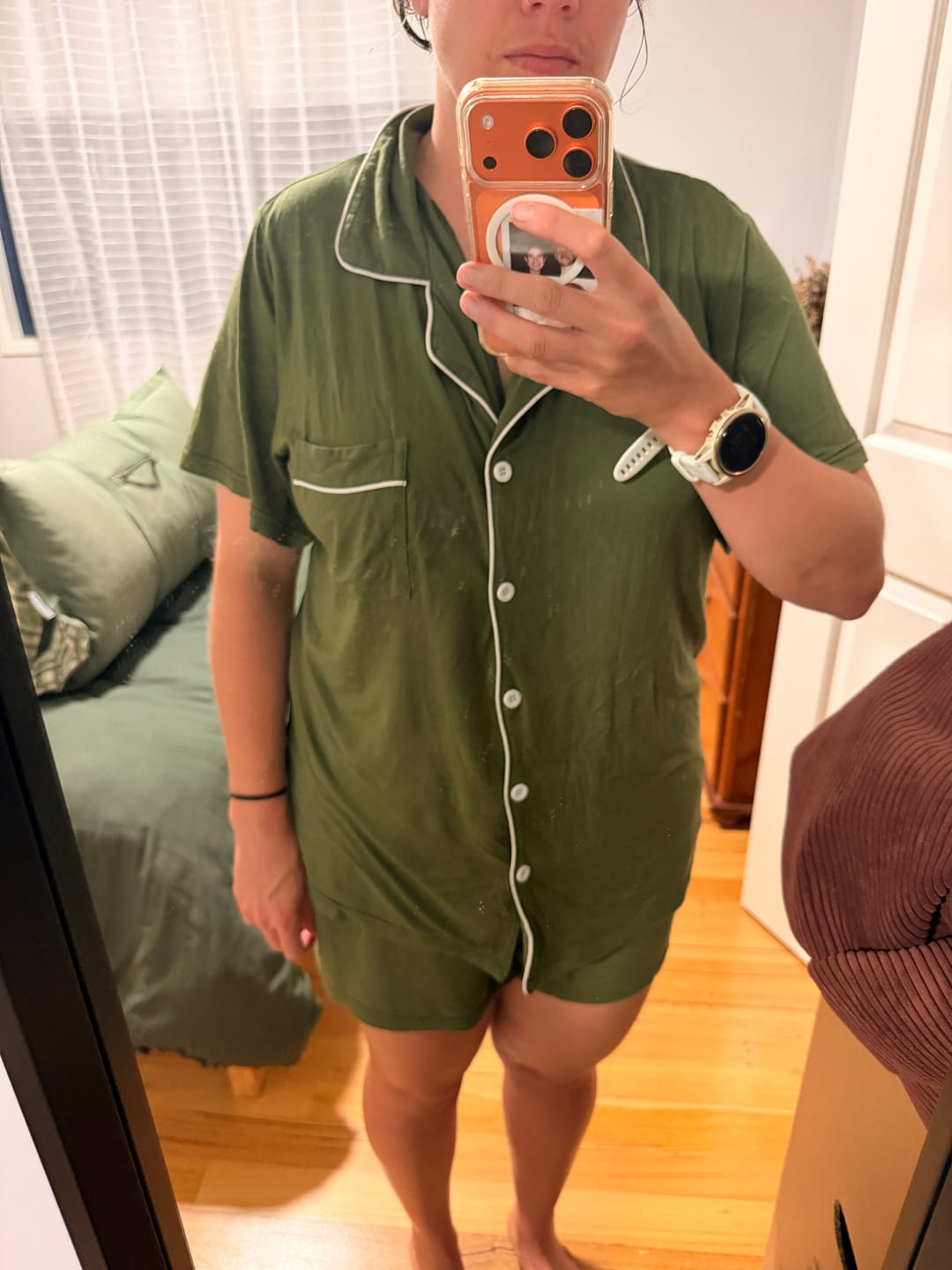 Customer photo review of Army Green Bamboo Short PJ Set – Olive
