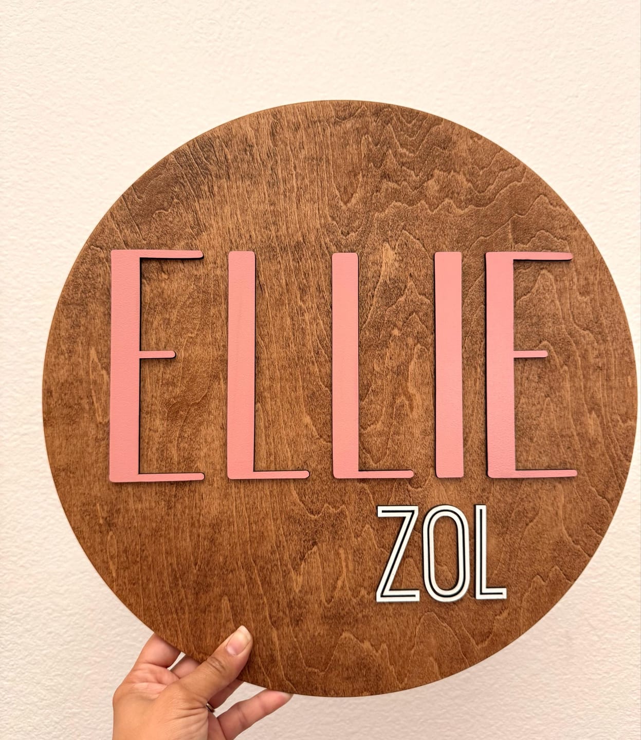 Customer photo review of Round Nursery Name Sign