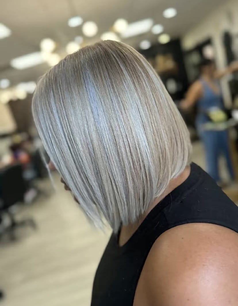 Customer photo review of Luvwin Salt And Pepper Full Machine Made Bang Wig With Small Lace