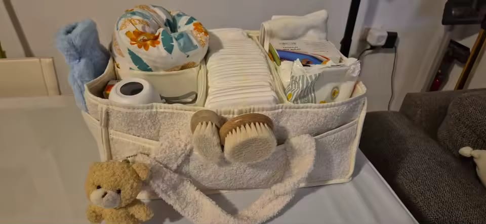 Customer photo review of Plush Diaper Caddy Organizer