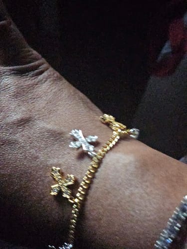 Customer photo review of Mixed Metals Cross Bracelet