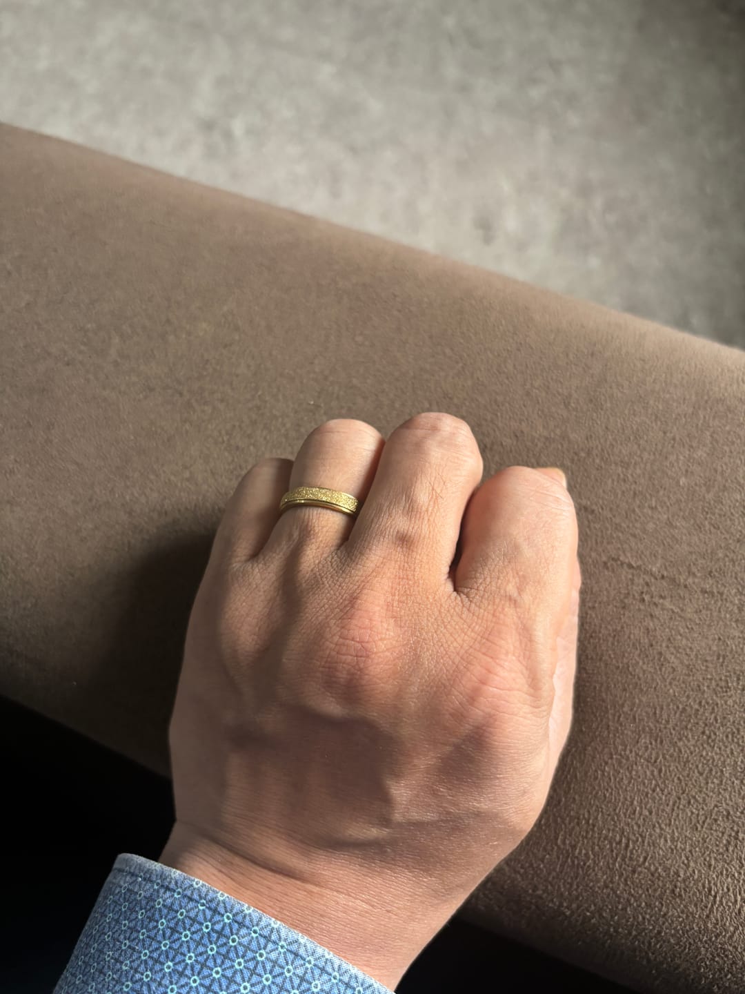 Customer photo review of Textured Matte Gold Band Ring