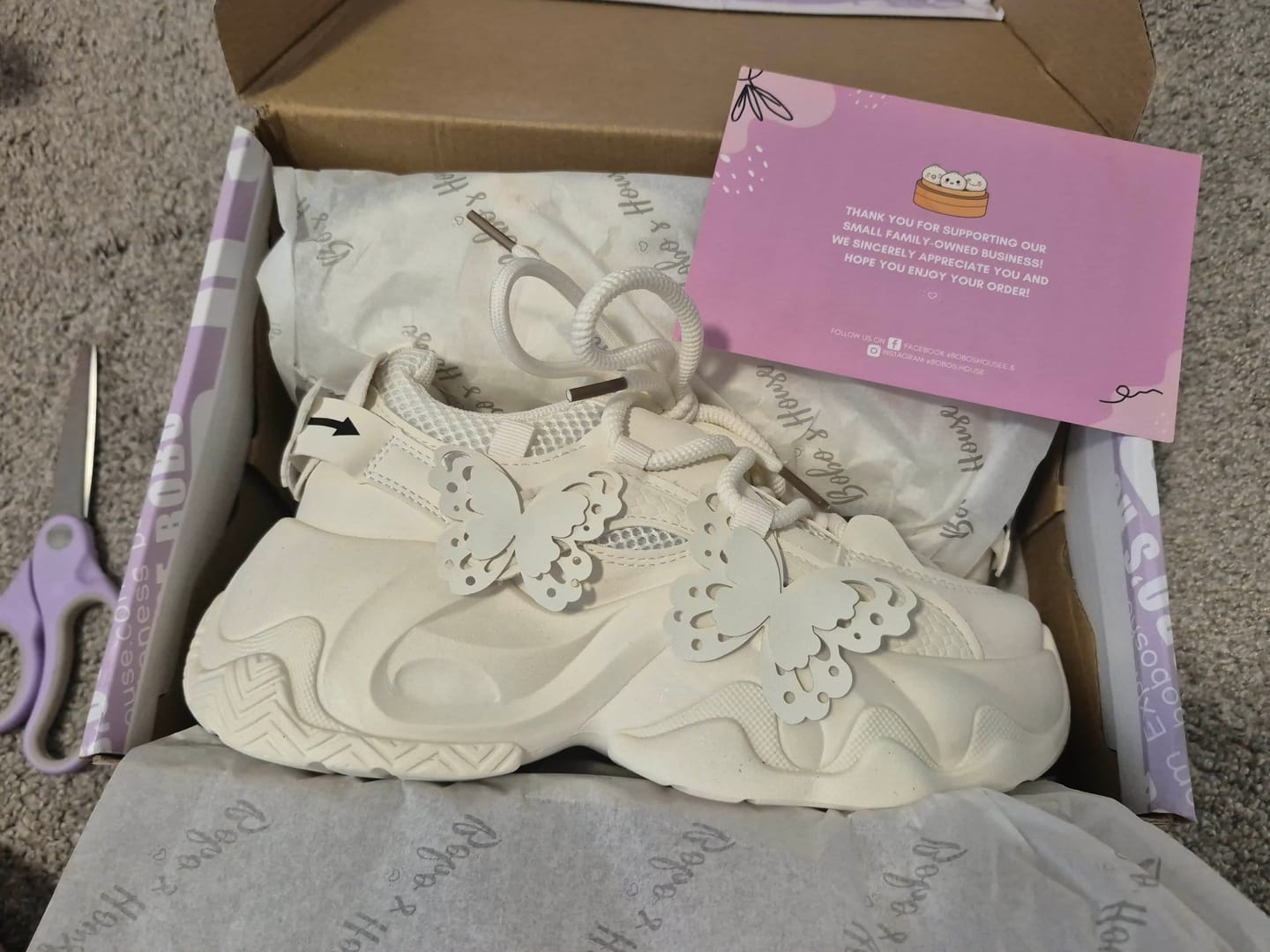 Customer photo review of Ultra Chunky Sole Lovely Butterfly White Sneakers - Unisex