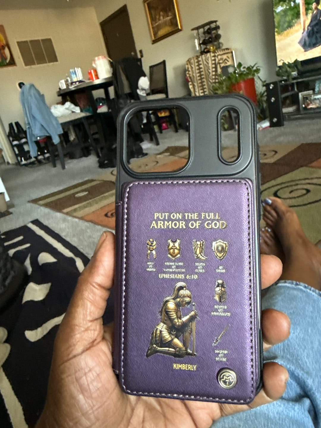 Customer photo review of Put On The Full Amor Of God - Personalized Christian Wallet Phone Case
