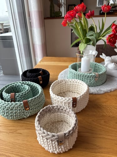 Customer photo review of Label Set mit Herz Ausschnitt - Häkelkorb Label - aus Kunstleder