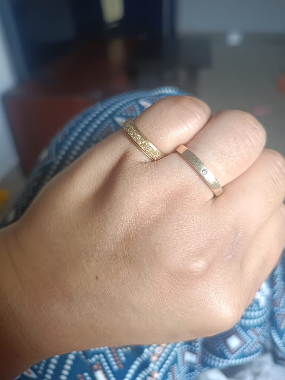 Customer photo review of Textured Matte Gold Band Ring